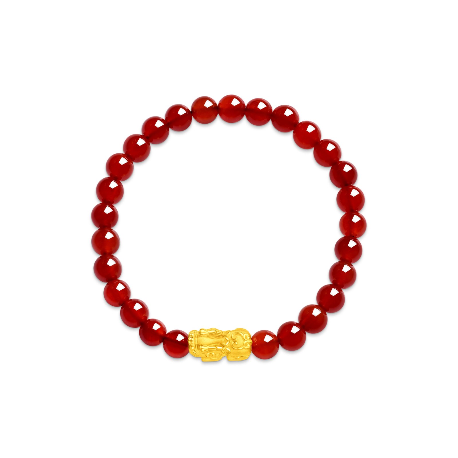 Chow Tai Fook Pixiu 999 Gold Bracelet (Red Chalcedony)