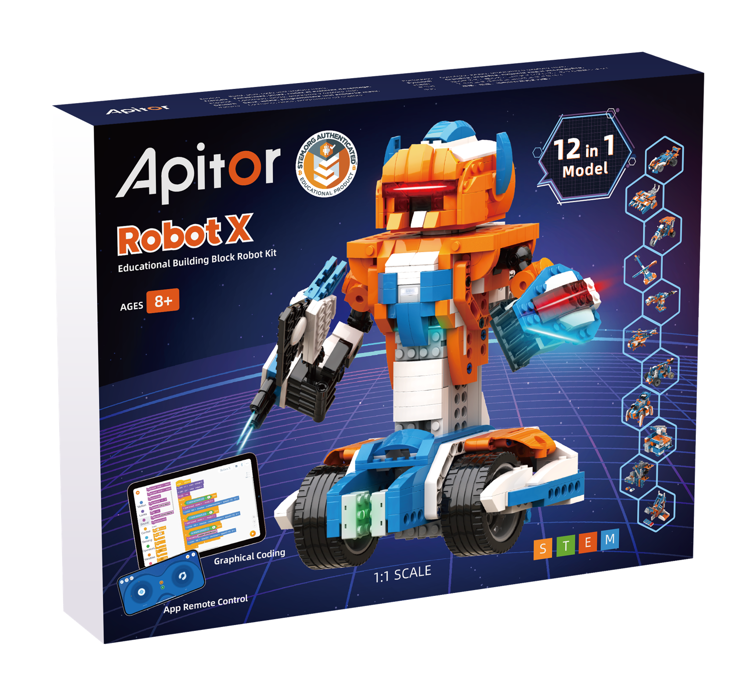 Apitor Educational Building Block Robot-X Kit, 12- in-1 Models