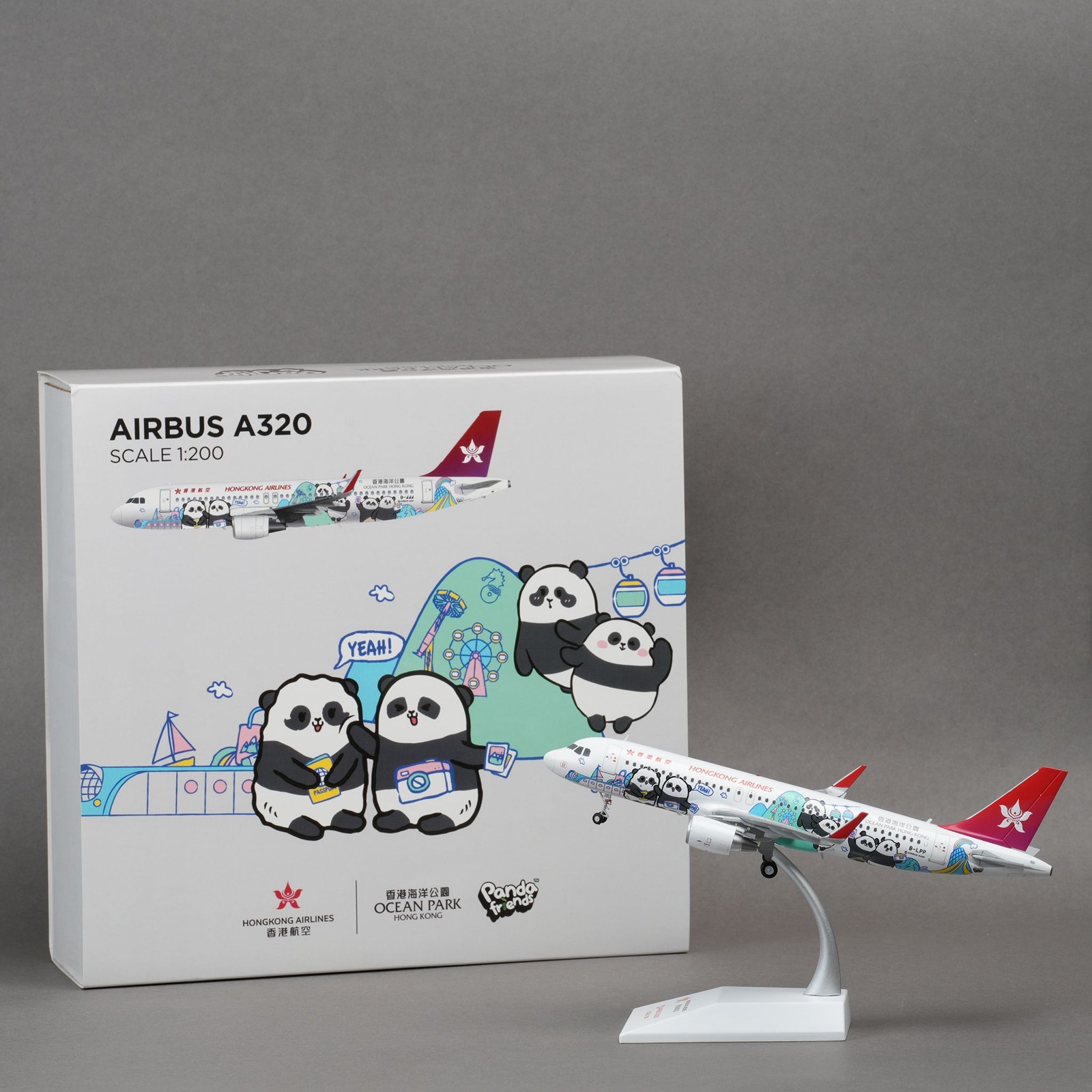 Hong Kong Airlines x Ocean Park Panda Friends| A320 1:200 Limited Edition Livery Aircraft Model